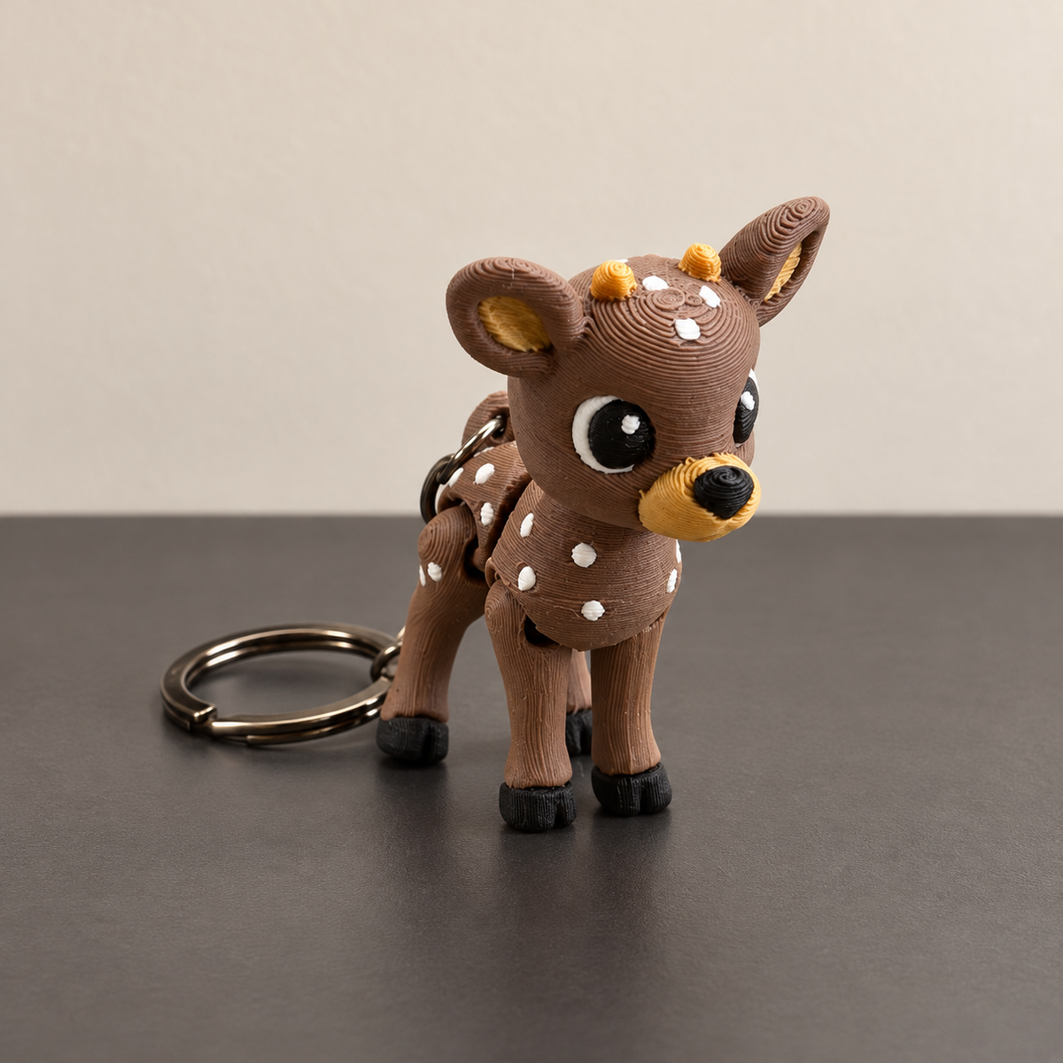 Brown spotted deer keychain