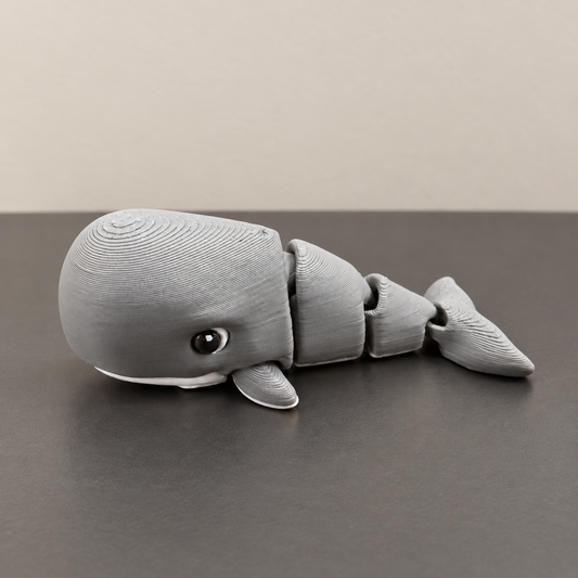 Gray articulated whale with segmented tail